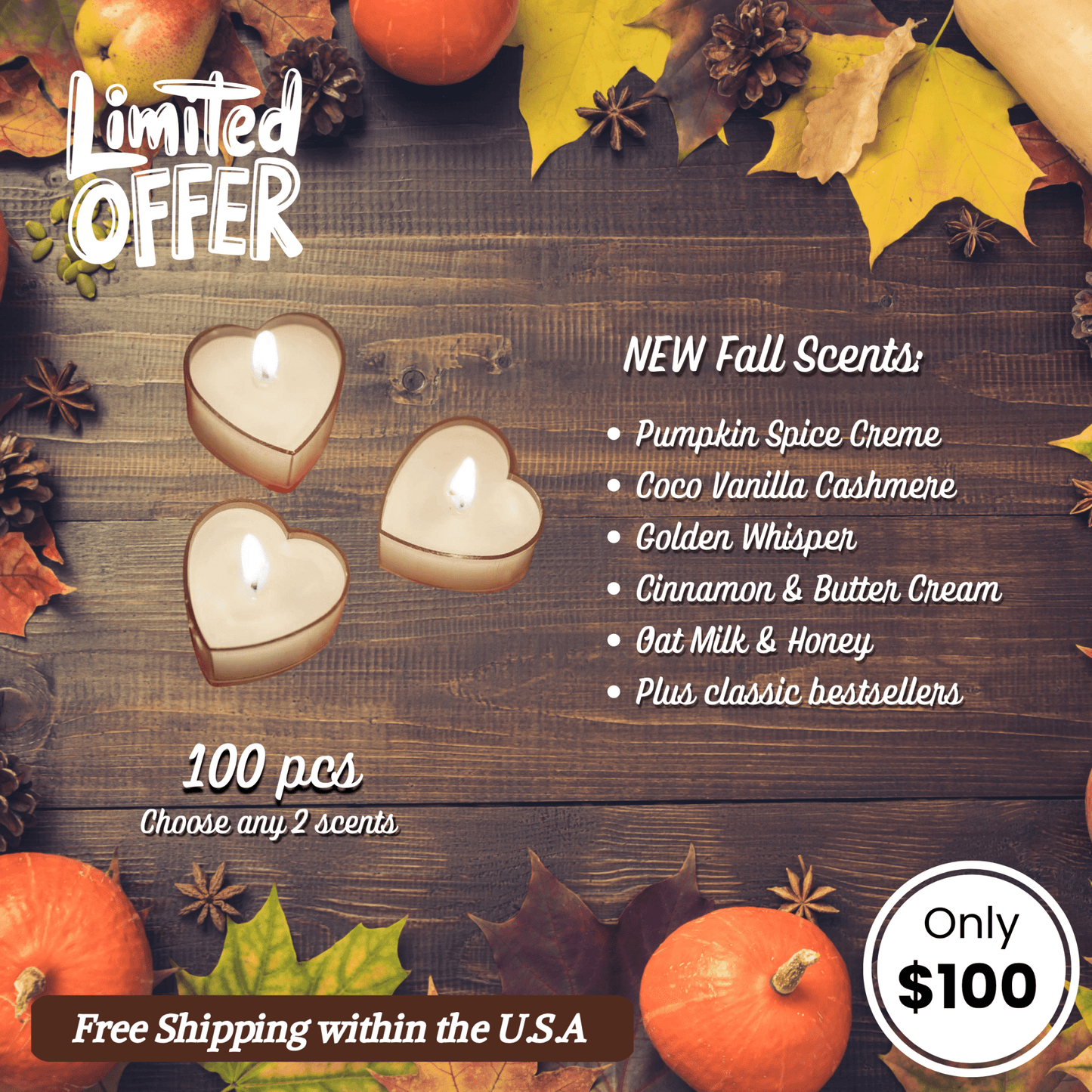 Heart - Shaped Mini Massage Candles (100 pcs) β Cozy Fall Collection - Luke | The Nail Guy