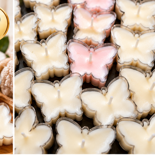 Butterfly Massage Candle Tealights | Soy Wax, Shea Butter & Nourishing Oils | Spa & Nail Salon