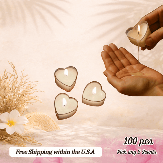 Limited Edition-Heart-Shaped Tealight Massage Candles-Combo 100 Pcs + Free Bag of Dry Rose Petals