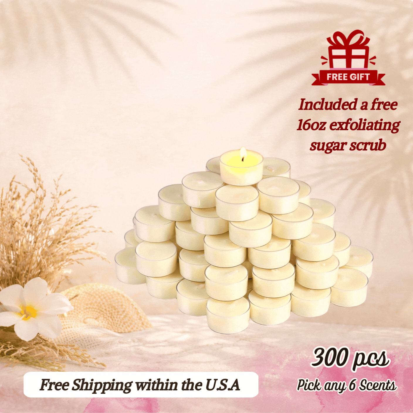 Spring | Summer DEAL – 300 Pcs Tealight Massage Candle - Melt to Glow