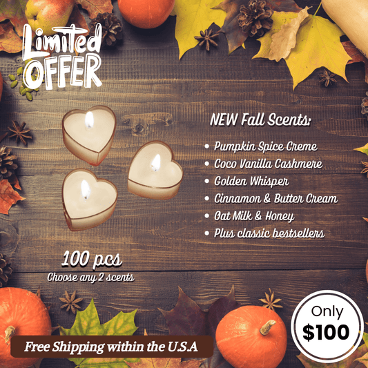 Heart - Shaped Mini Massage Candles (100 pcs) – Cozy Fall Collection - Luke | The Nail Guy