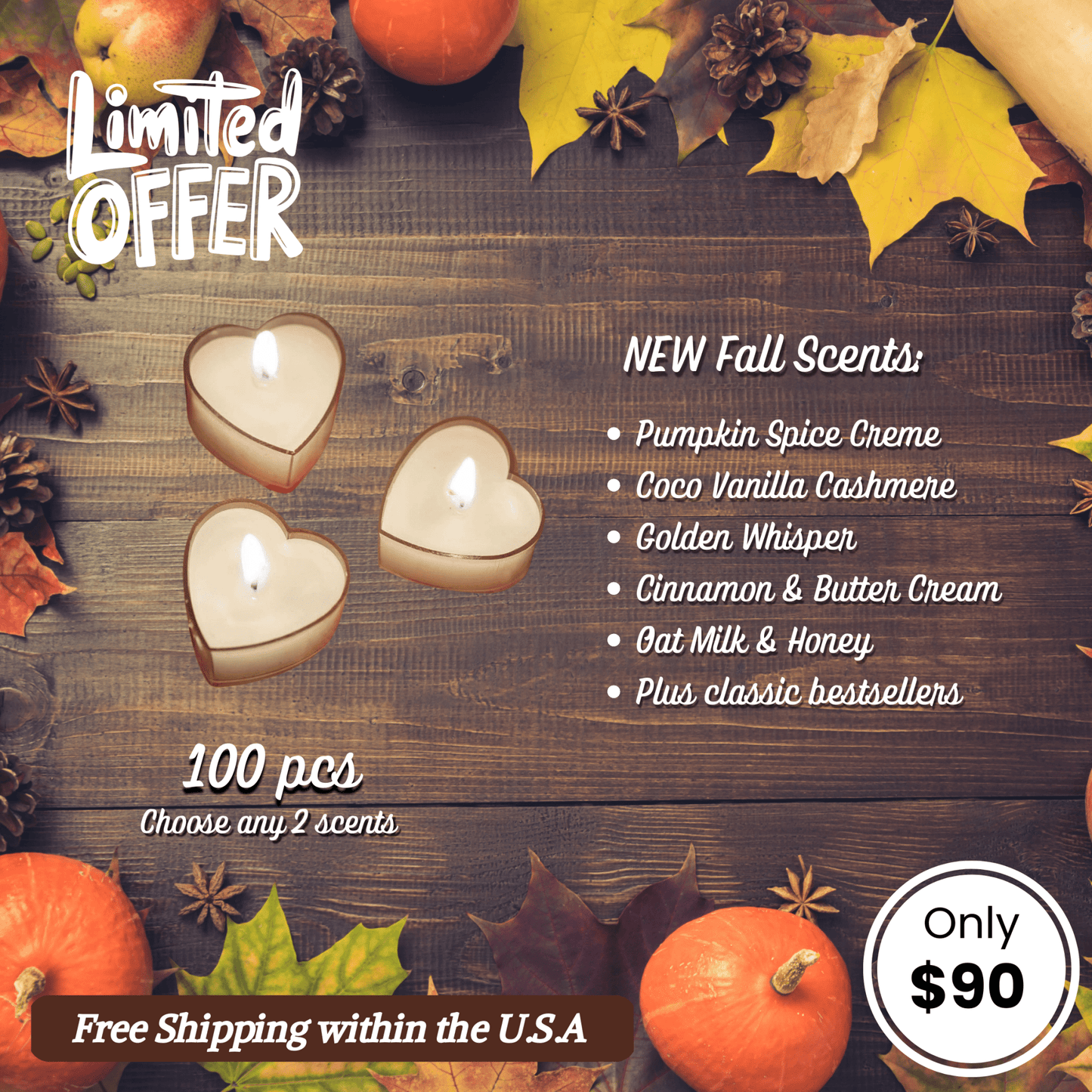 Heart - Shaped Mini Massage Candles (100 pcs) – Cozy Fall Collection - Luke | The Nail Guy